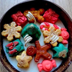 Beautiful coconut bowl with Christmas chips